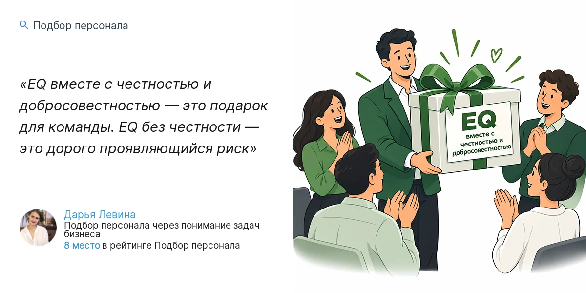 EQ вместе с честностью и добросовестностью — это подарок для команды. EQ без честности — это дорого проявляющийся риск