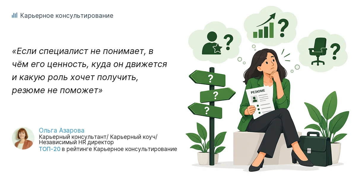 Если специалист не понимает, в чём его ценность, куда он движется и какую роль хочет получить, резюме не поможет