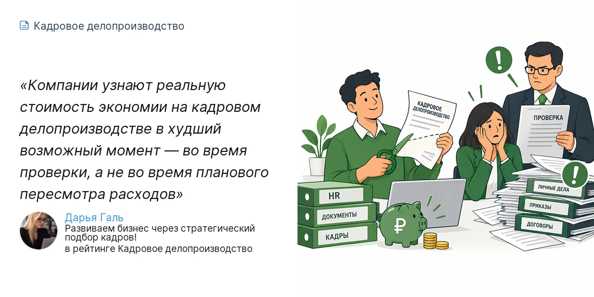 Компании узнают реальную стоимость экономии на кадровом делопроизводстве в худший возможный момент — во время проверки, а не во время планового пересмотра расходов