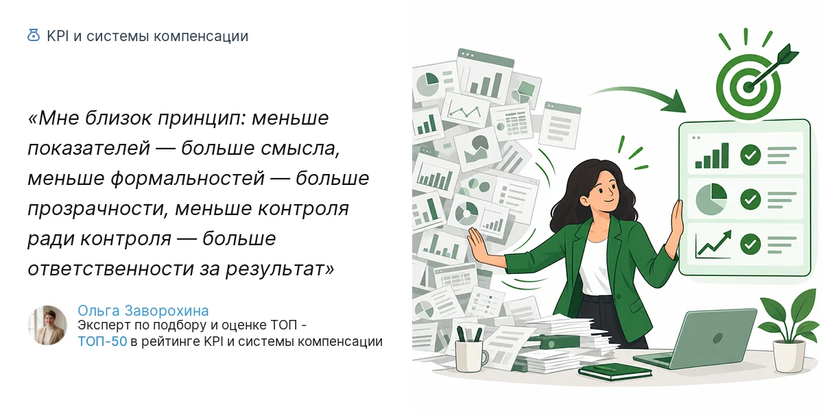 Мне близок принцип: меньше показателей — больше смысла, меньше формальностей — больше прозрачности, меньше контроля ради контроля — больше ответственности за результат