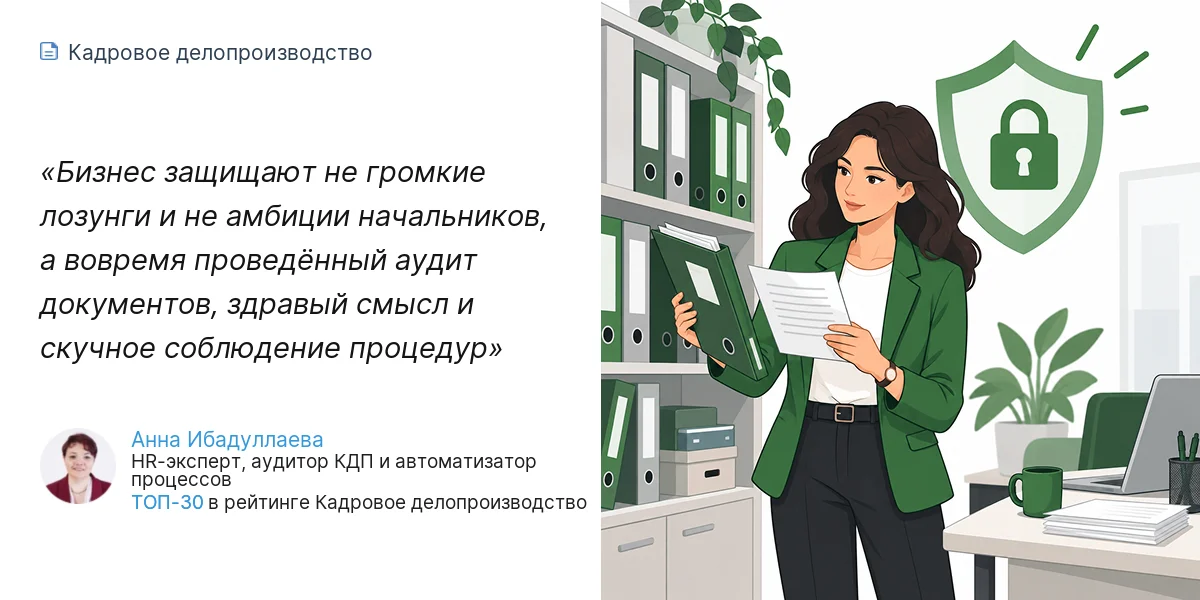 Бизнес защищают не громкие лозунги и не амбиции начальников, а вовремя проведённый аудит документов, здравый смысл и скучное соблюдение процедур