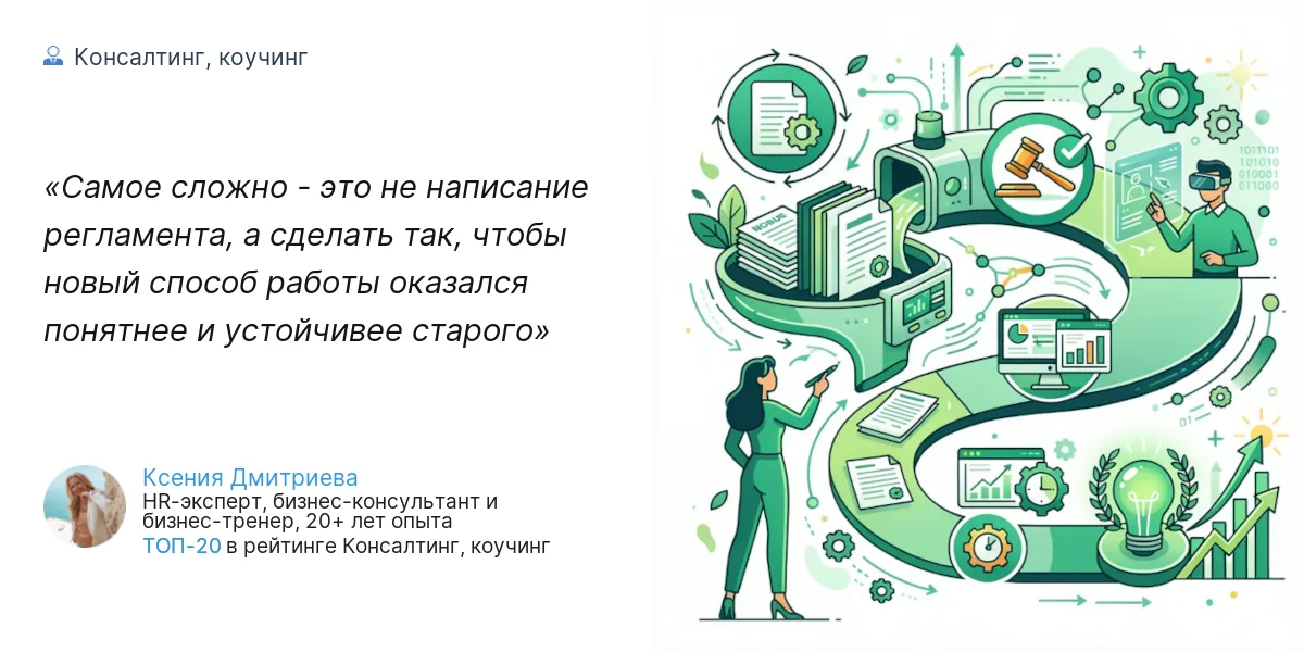 Самое сложно - это не написание регламента, а сделать так, чтобы новый способ работы оказался понятнее и устойчивее старого