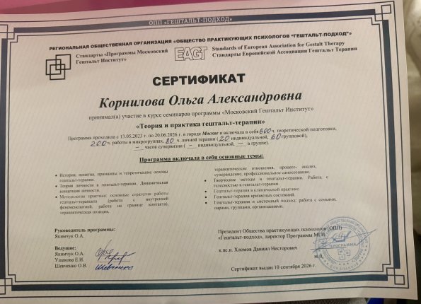 Корнилова Ольга дипломы и сертификаты эксперта id-13644